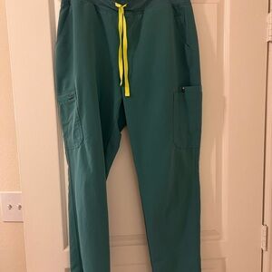 Figs Women's Teal Joggers with Yellow Drawstring